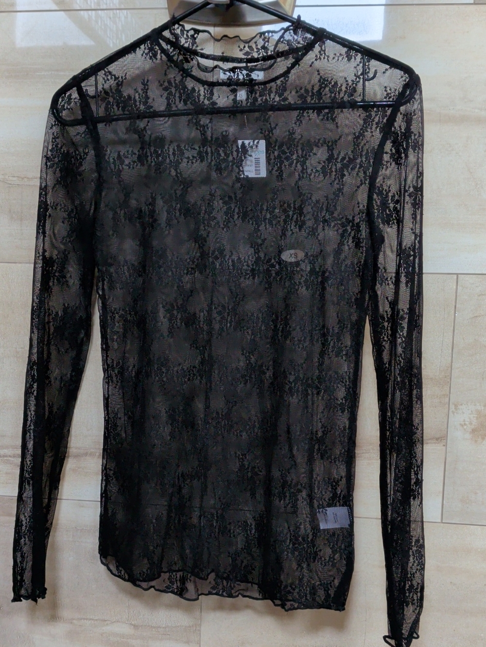 Sheer Black Lace Long Sleeve Top